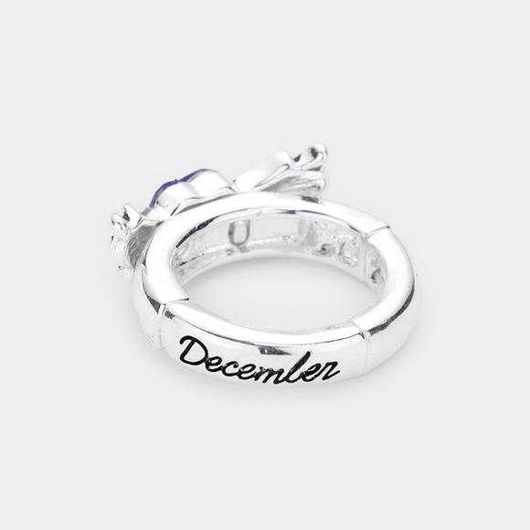 DECEMBER Birth Month Winged Heart Stretch Finger Ring Statement Fashion Accessor - Picture 2 of 2